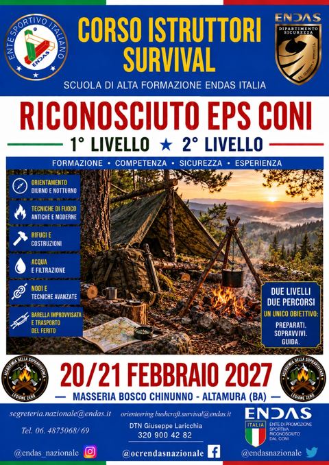 Locandina: Corso ufficiale Istruttori Survival · 1° e 2° livello