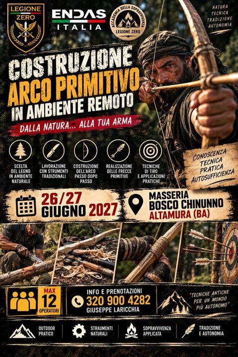 Locandina: Costruzione arco primitivo in ambiente remoto